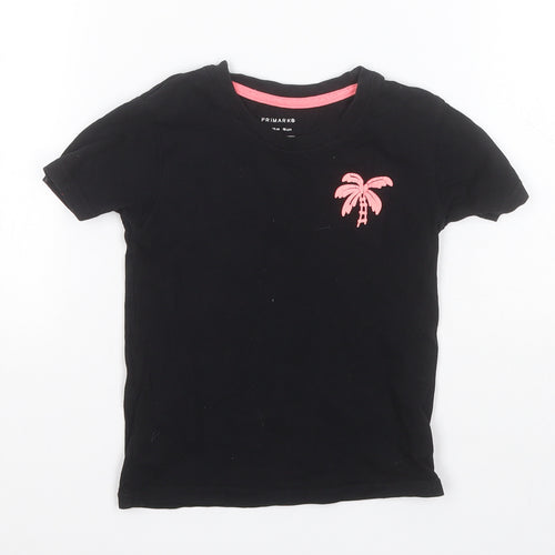 Primark Girls Black  Cotton Basic T-Shirt Size 2-3 Years Roll Neck