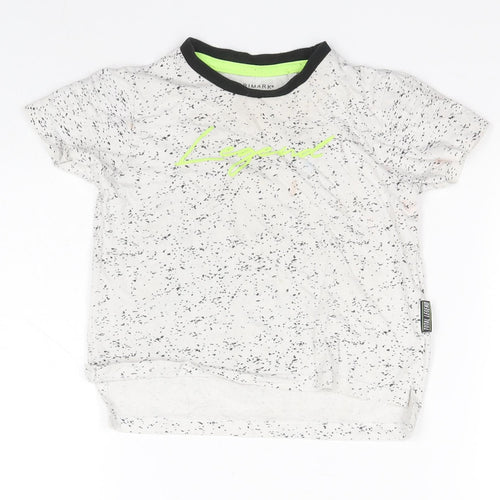 Primark Boys White Spotted Cotton Basic T-Shirt Size 18-24 Months Round Neck  - Legend