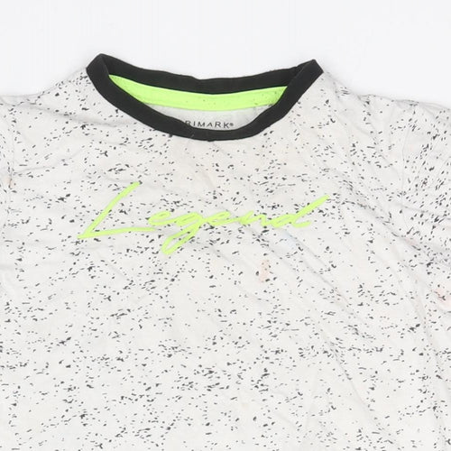 Primark Boys White Spotted Cotton Basic T-Shirt Size 18-24 Months Round Neck  - Legend