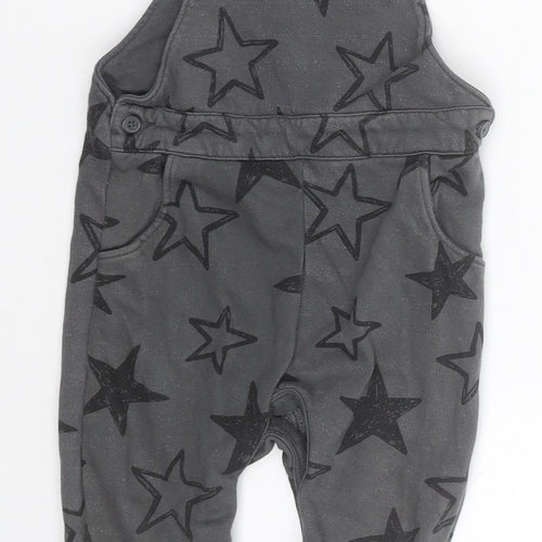 F&F Boys Grey Geometric Cotton Dungaree One-Piece Size 18-24 Months