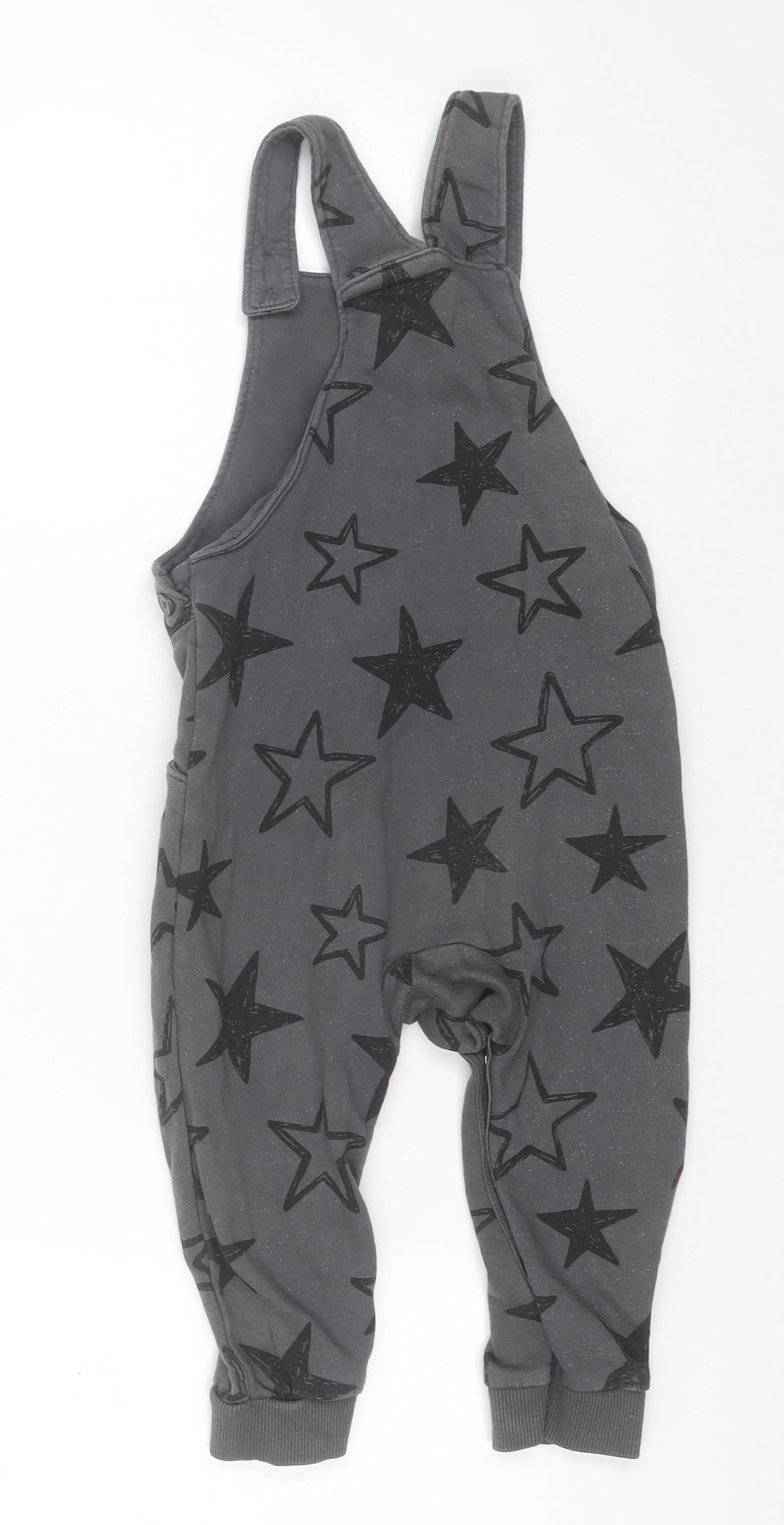 F&F Boys Grey Geometric Cotton Dungaree One-Piece Size 18-24 Months