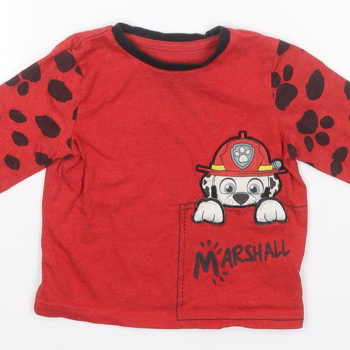 Paw Petrol Boys Red  Camel Pullover Jumper Size 12-18 Months   - Marshall