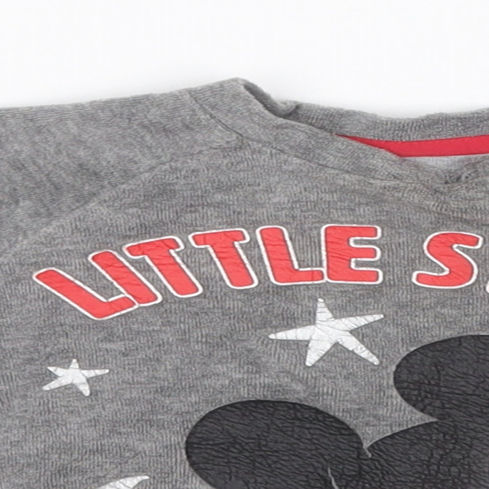 Primark Boys Grey  Cotton Pullover Jumper Size 9-12 Months   - Mickey Mouse, Little Star