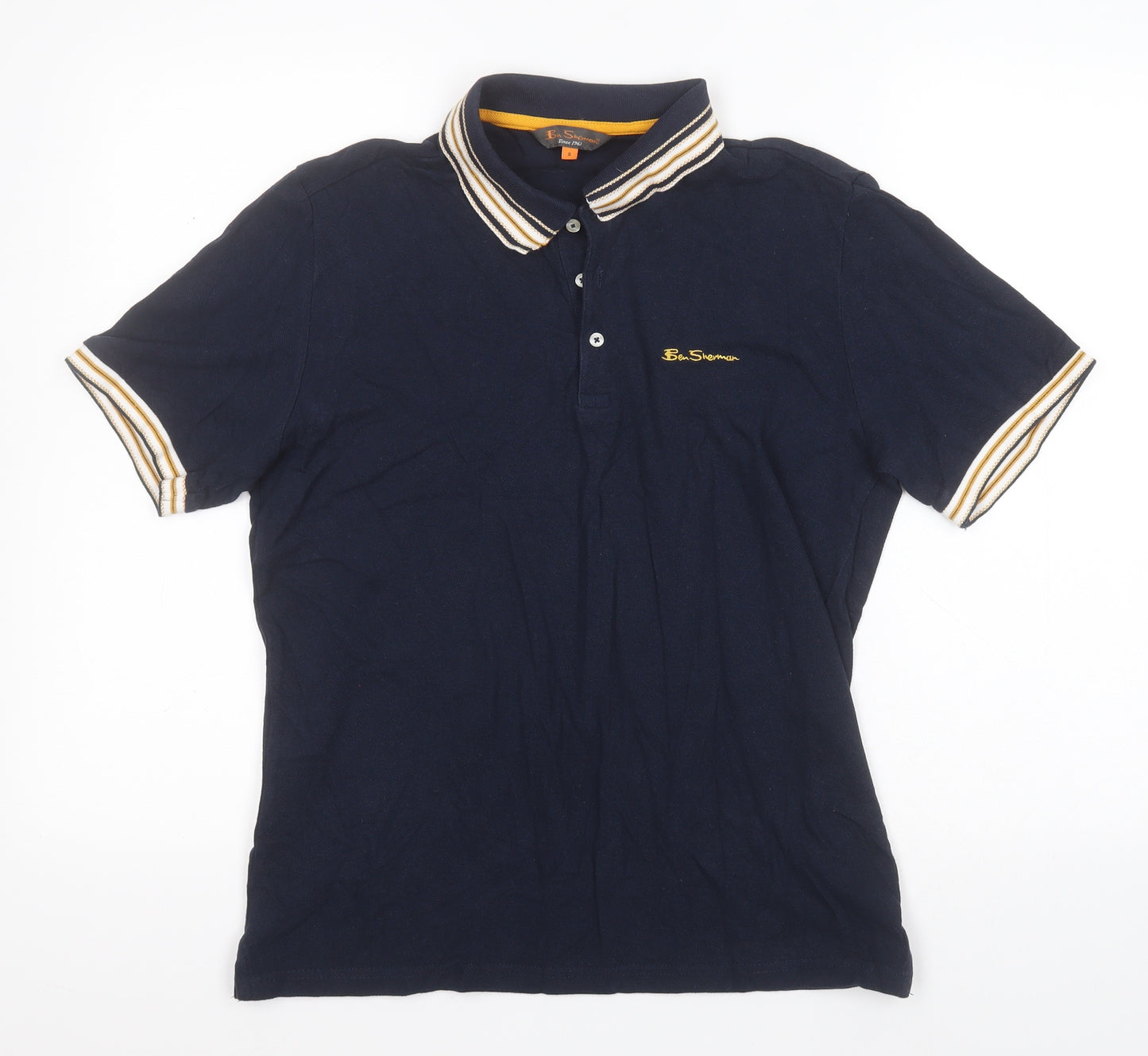 Ben Sherman Mens Blue  Cotton  Polo Size S Collared