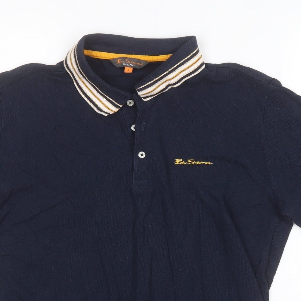 Ben Sherman Mens Blue  Cotton  Polo Size S Collared