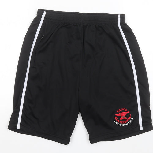 Jazz Boys Black  Polyester Sweat Shorts Size XL  Regular  - Ysgol Brynrefail