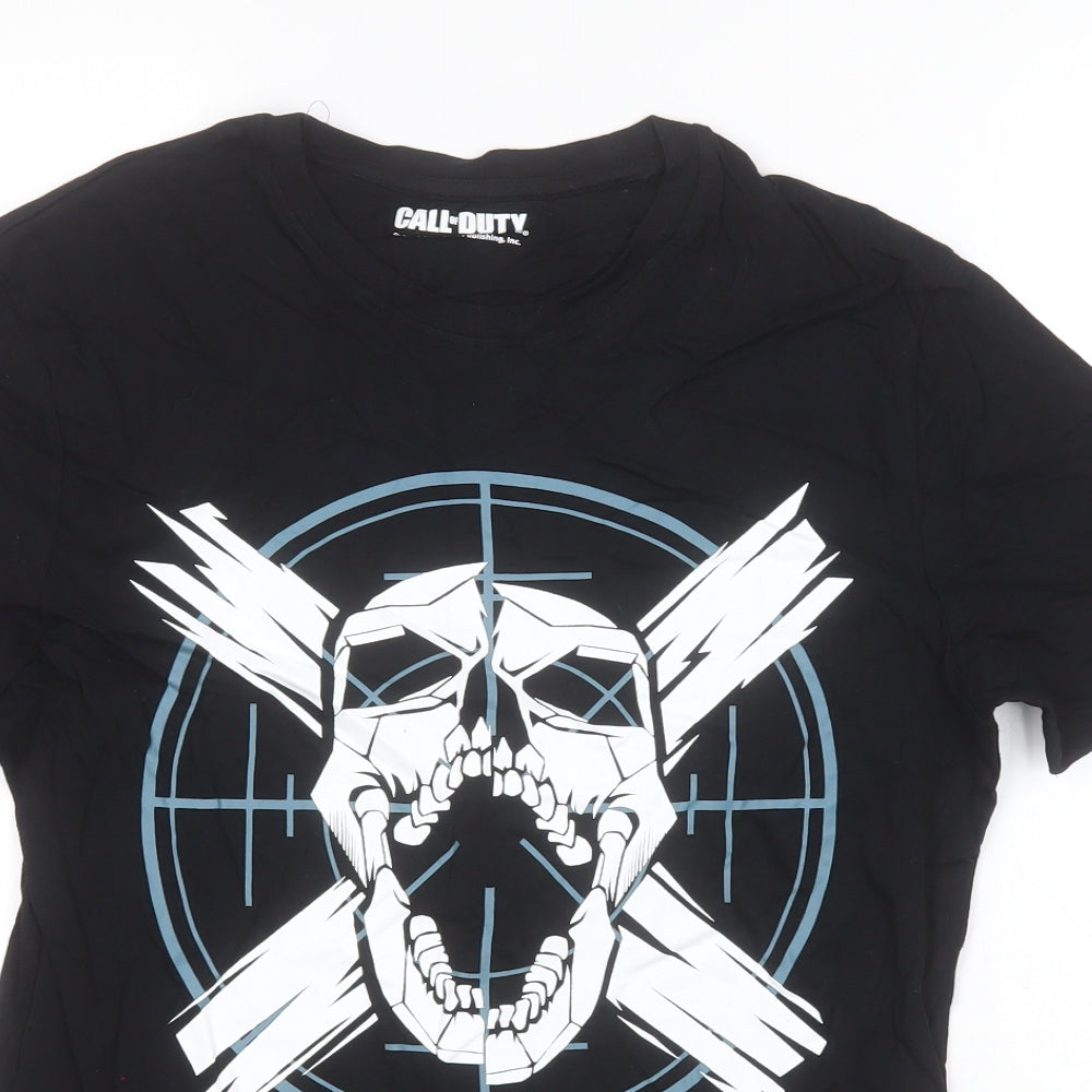 Call of Duty Mens Black  Cotton  T-Shirt Size S Roll Neck  - Call of Duty