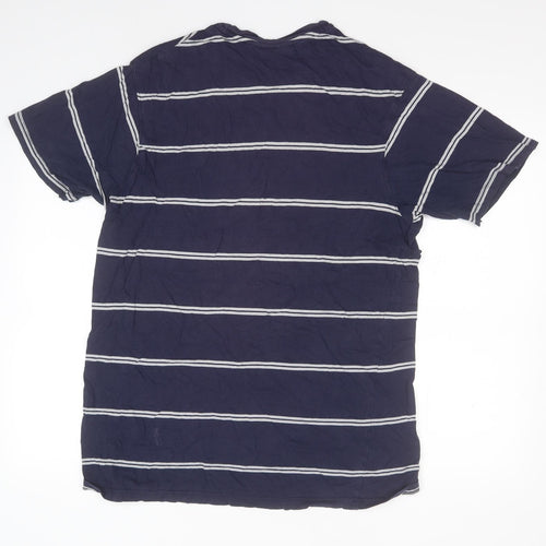 McKenzie Mens Blue Striped   T-Shirt Size XL Round Neck