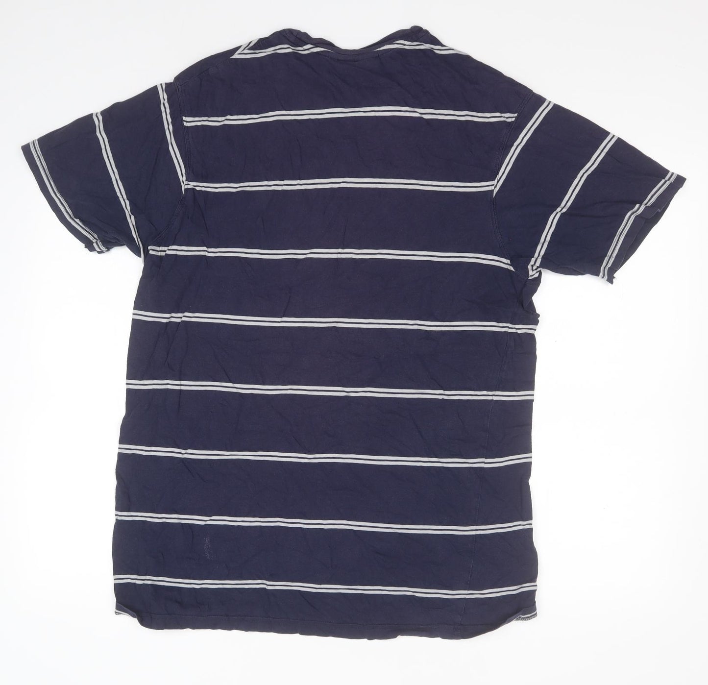 McKenzie Mens Blue Striped   T-Shirt Size XL Round Neck