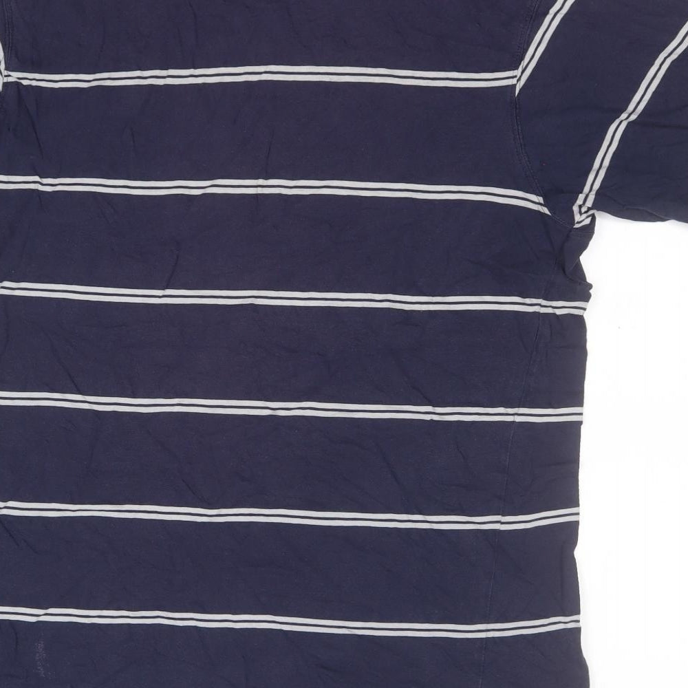 McKenzie Mens Blue Striped   T-Shirt Size XL Round Neck