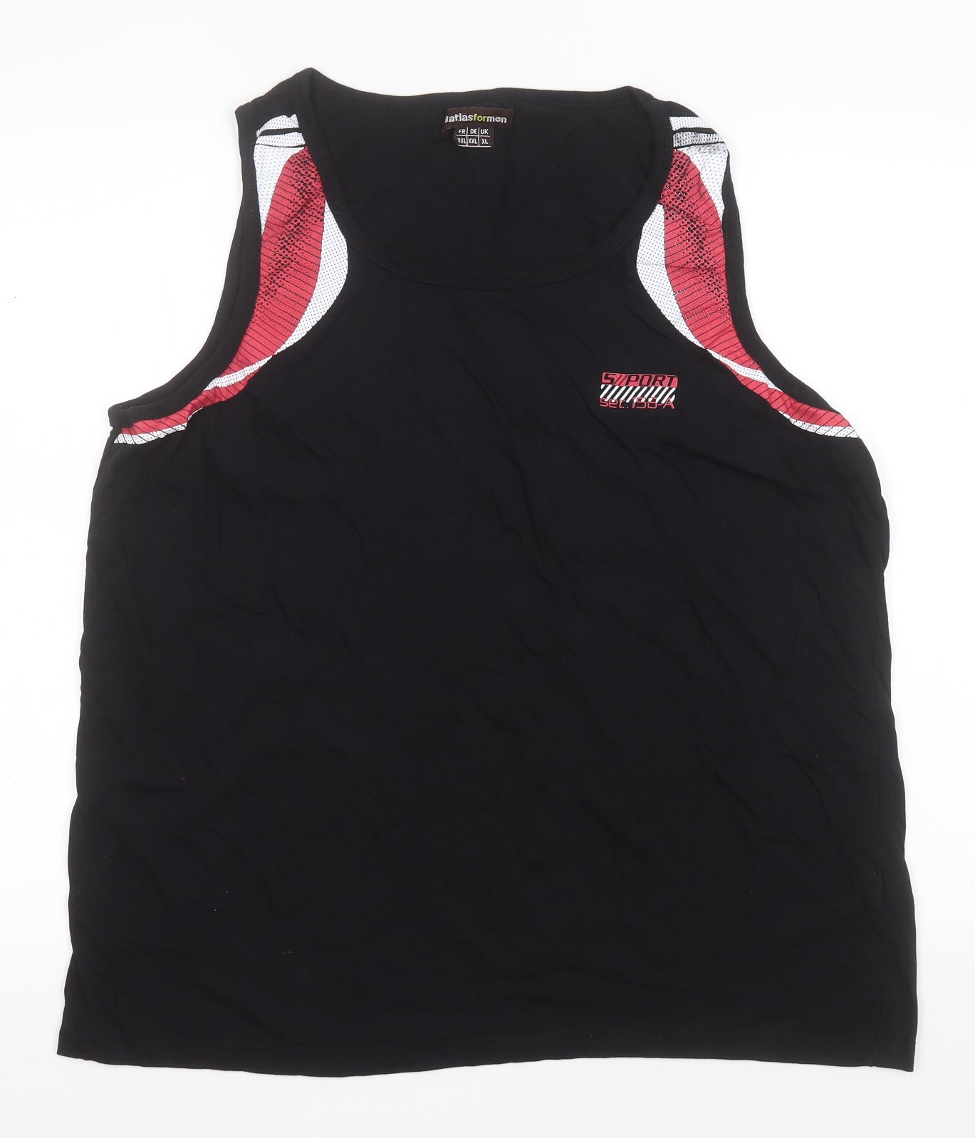 Atlas Mens Black  Cotton Basic Tank Size XL Round Neck