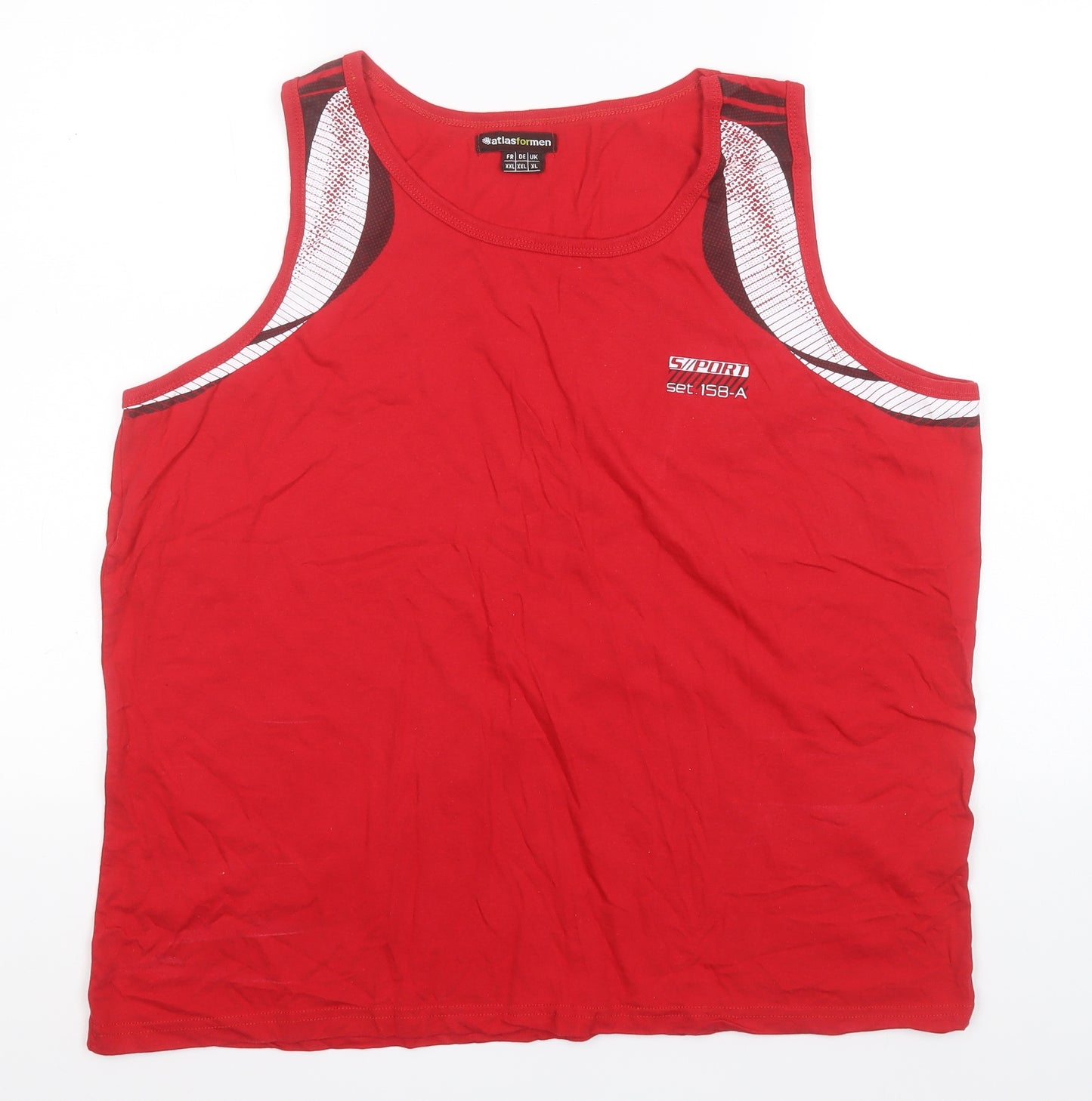 Atlas Mens Red  Cotton Basic Tank Size XL Round Neck