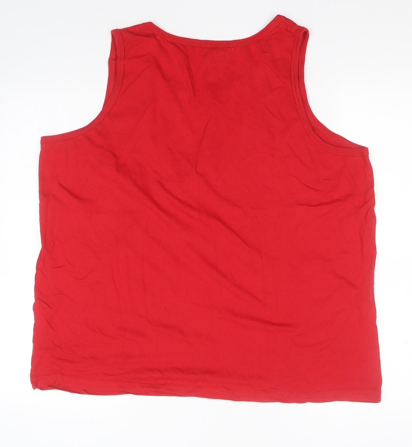 Atlas Mens Red  Cotton Basic Tank Size XL Round Neck