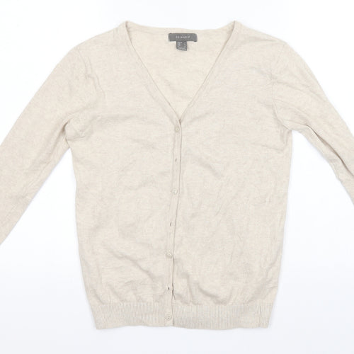 Primark Womens Ivory V-Neck  Cotton Cardigan Jumper Size 8