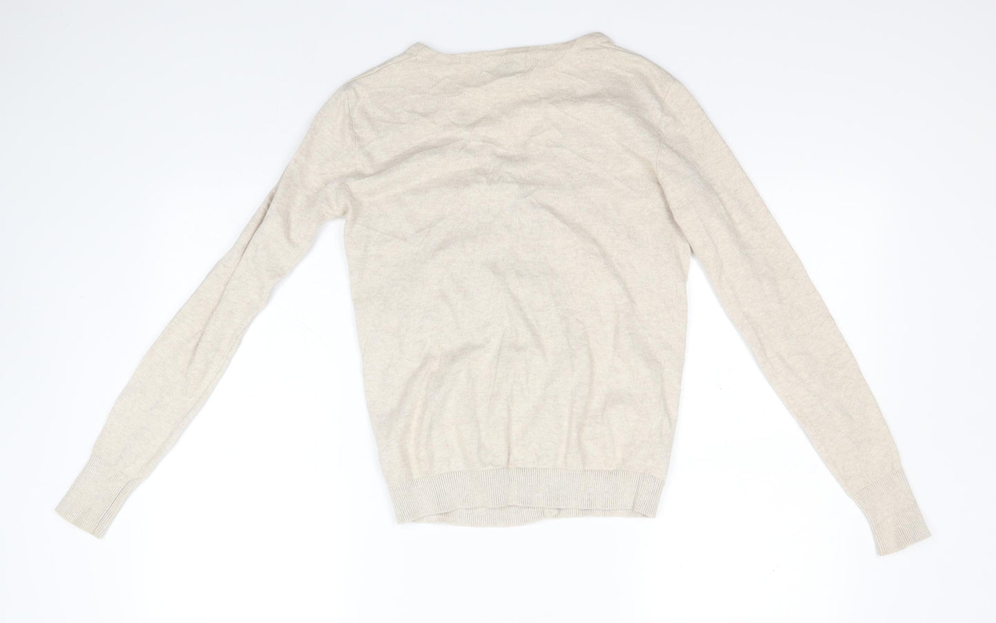 Primark Womens Ivory V-Neck  Cotton Cardigan Jumper Size 8
