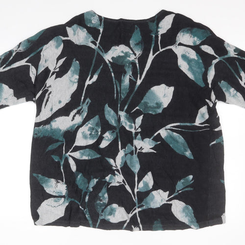 Phase Eight Womens Black Round Neck Floral Cotton Pullover Jumper Size L
