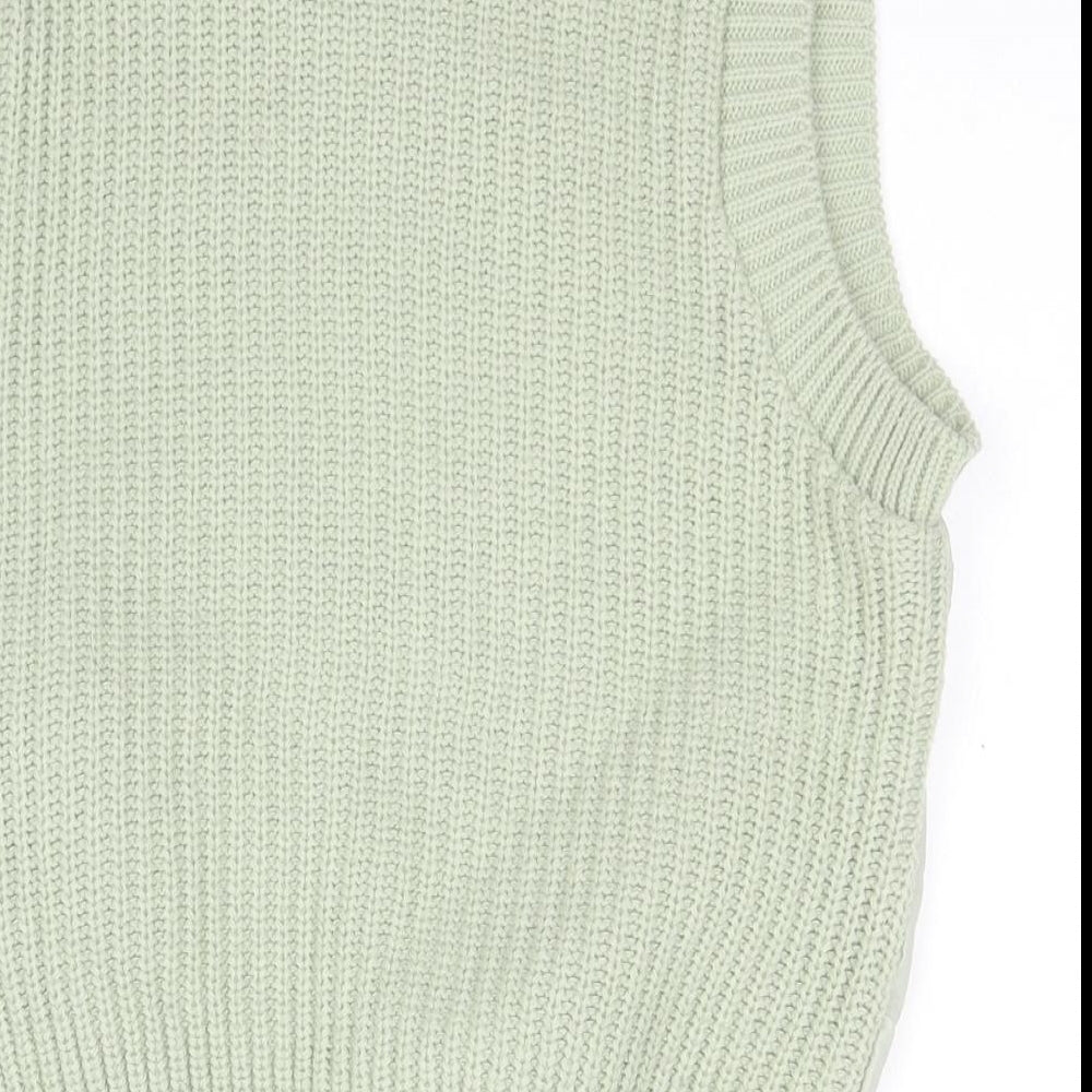 Marks and Spencer Womens Green Crew Neck  Acrylic Full Zip Jumper Size 14