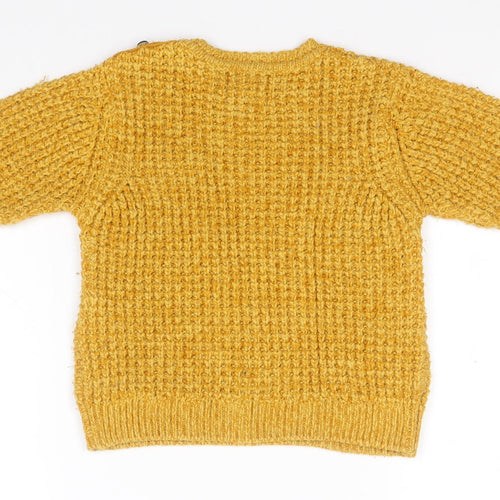 Zara Girls Orange Round Neck  Acrylic Pullover Jumper Size 3-4 Years
