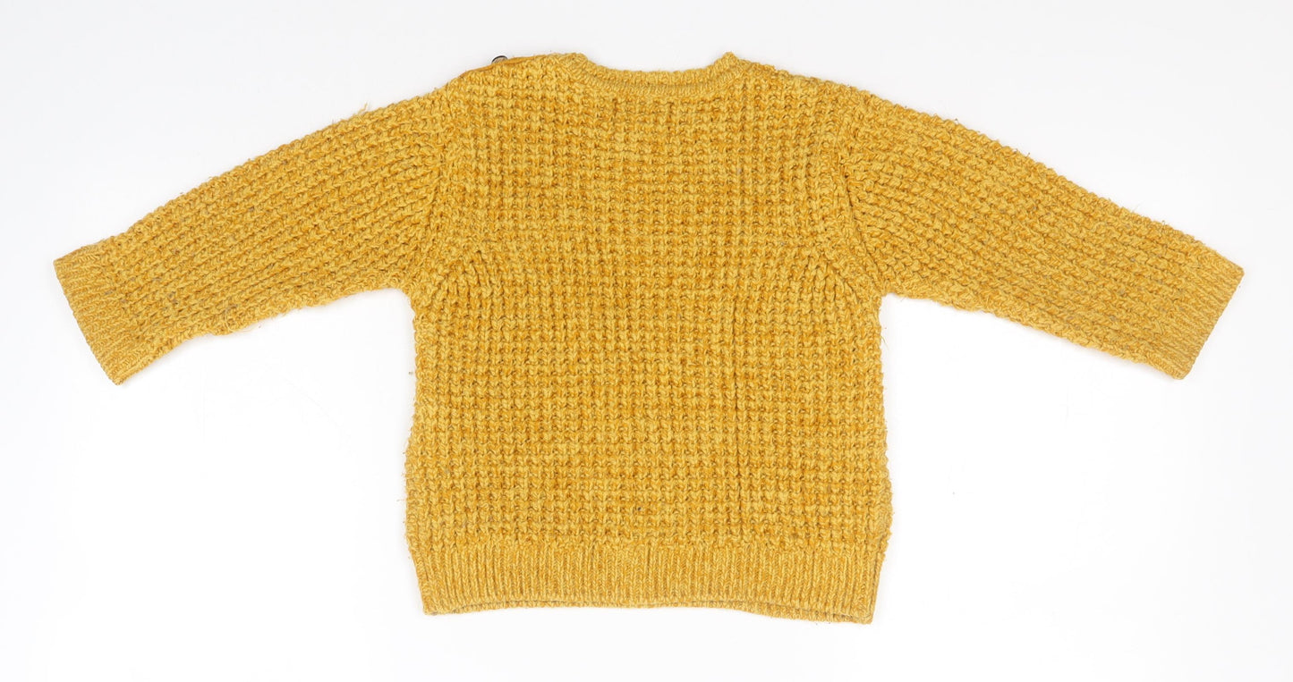 Zara Girls Orange Round Neck  Acrylic Pullover Jumper Size 3-4 Years