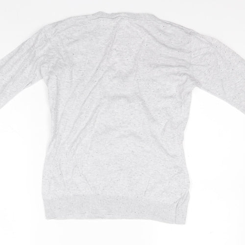 Warehouse Womens Grey V-Neck  Cotton Pullover Jumper Size 10
