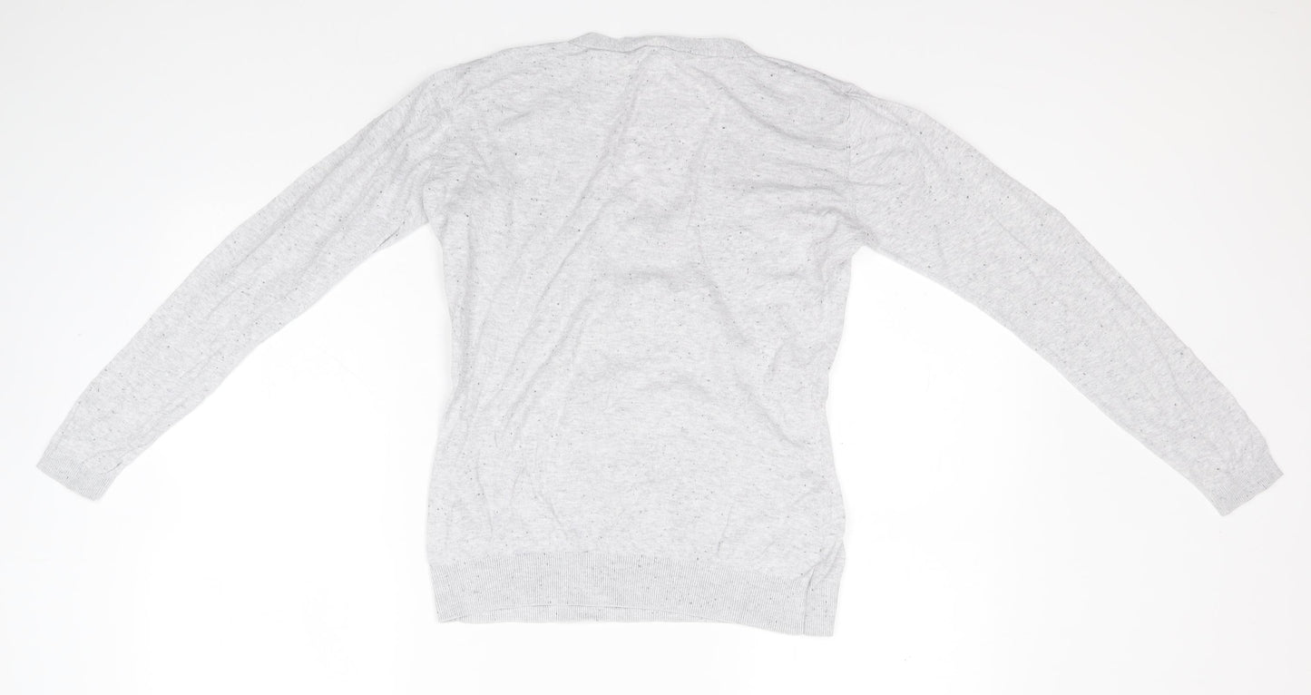 Warehouse Womens Grey V-Neck  Cotton Pullover Jumper Size 10