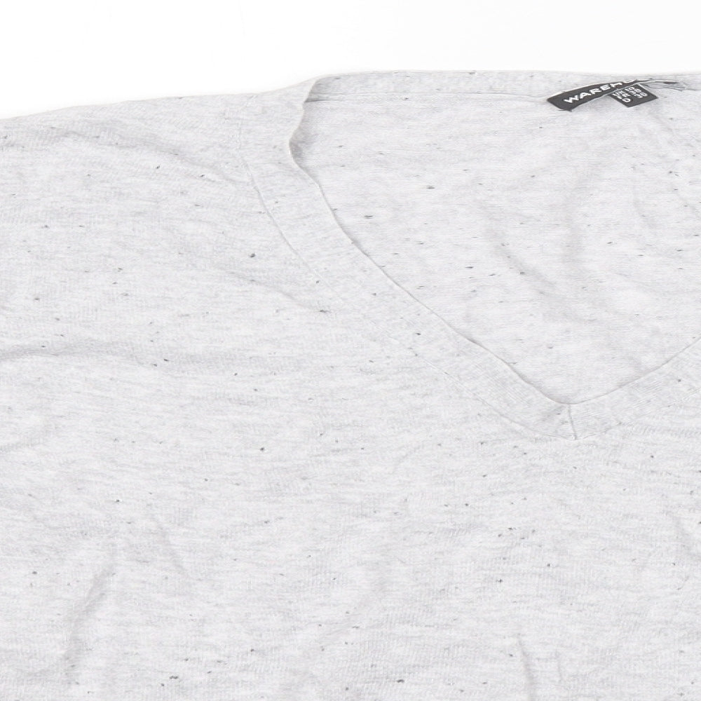 Warehouse Womens Grey V-Neck  Cotton Pullover Jumper Size 10