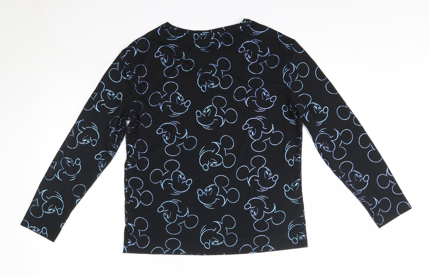Primark Womens Black Solid Polyester Top Pyjama Top Size M   - Mickey Mouse