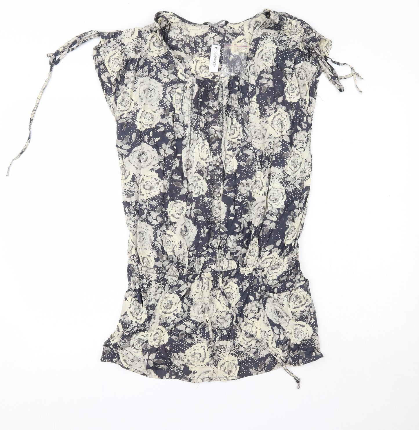 George Womens Multicoloured Floral Viscose Basic Blouse Size 10 Round Neck