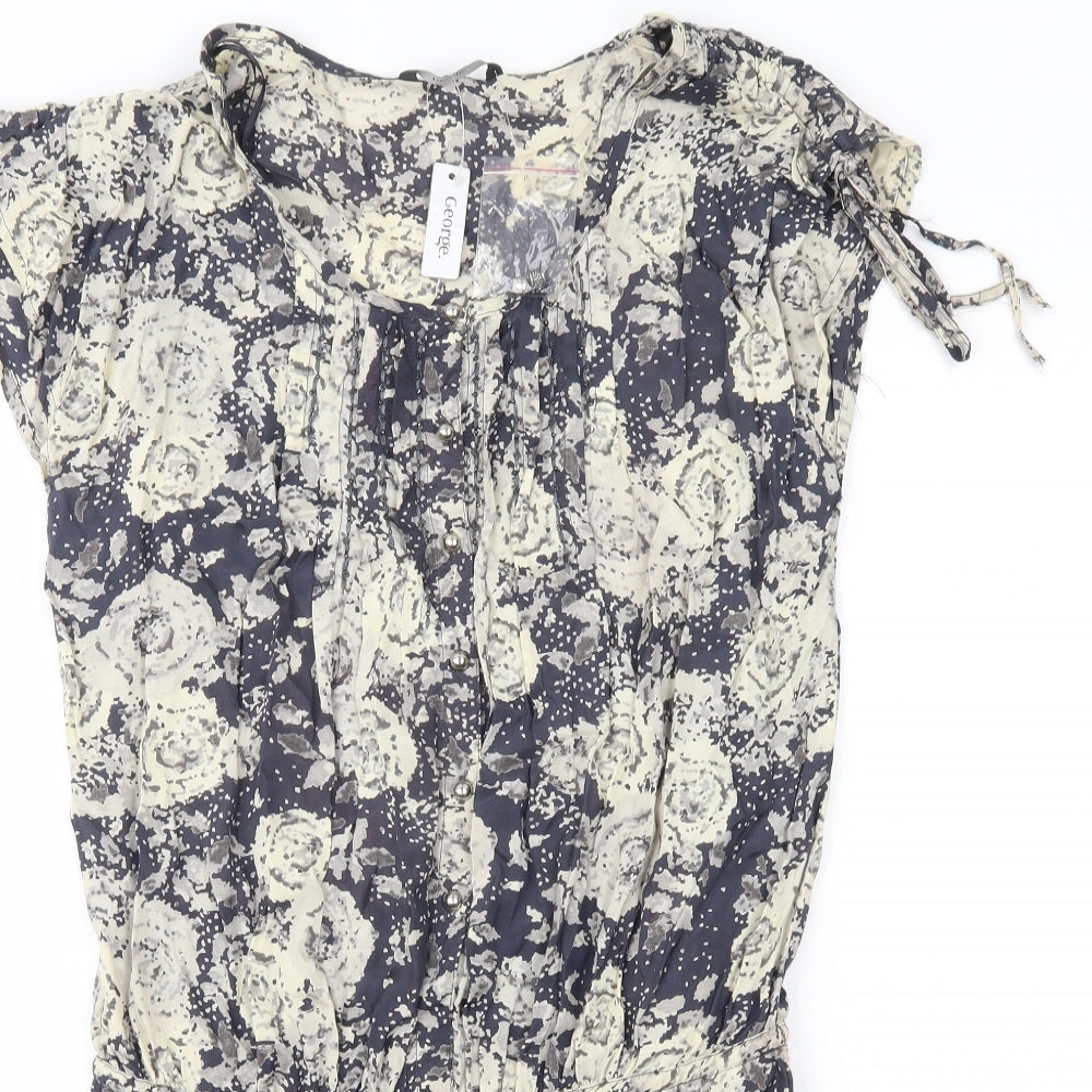 George Womens Multicoloured Floral Viscose Basic Blouse Size 10 Round Neck