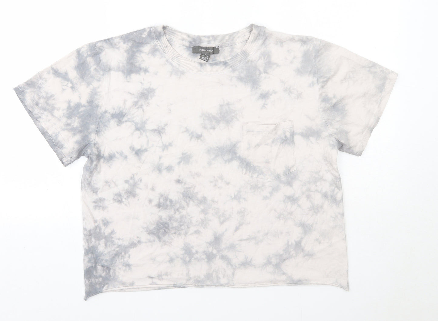 Primark Womens Grey  Cotton Basic T-Shirt Size S Round Neck - Tie Dye