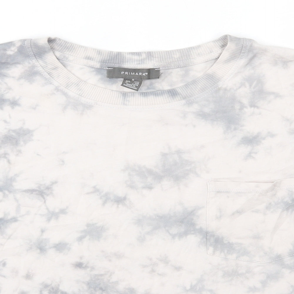 Primark Womens Grey  Cotton Basic T-Shirt Size S Round Neck - Tie Dye