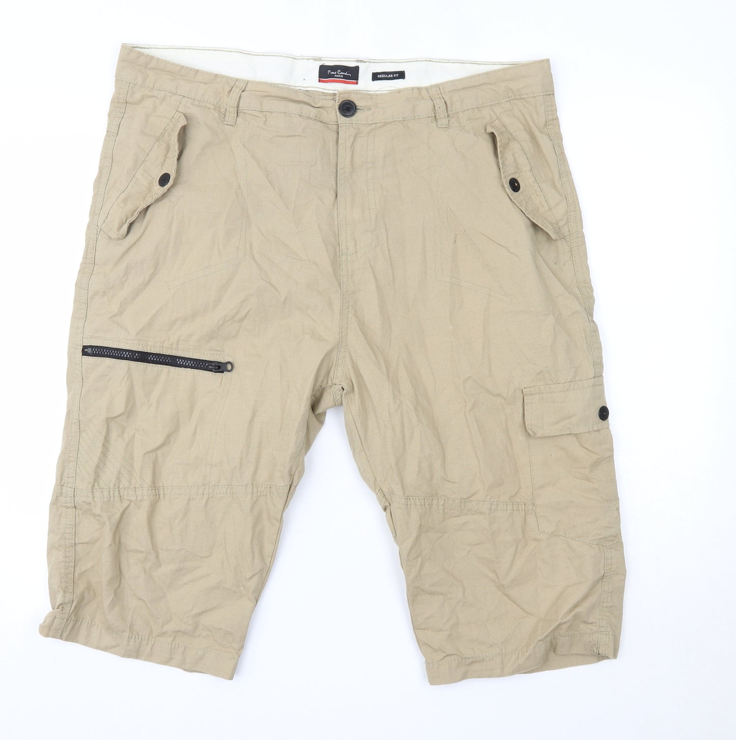 Pierre Cardin Mens Beige  Cotton Cargo Shorts Size 40 in  Regular