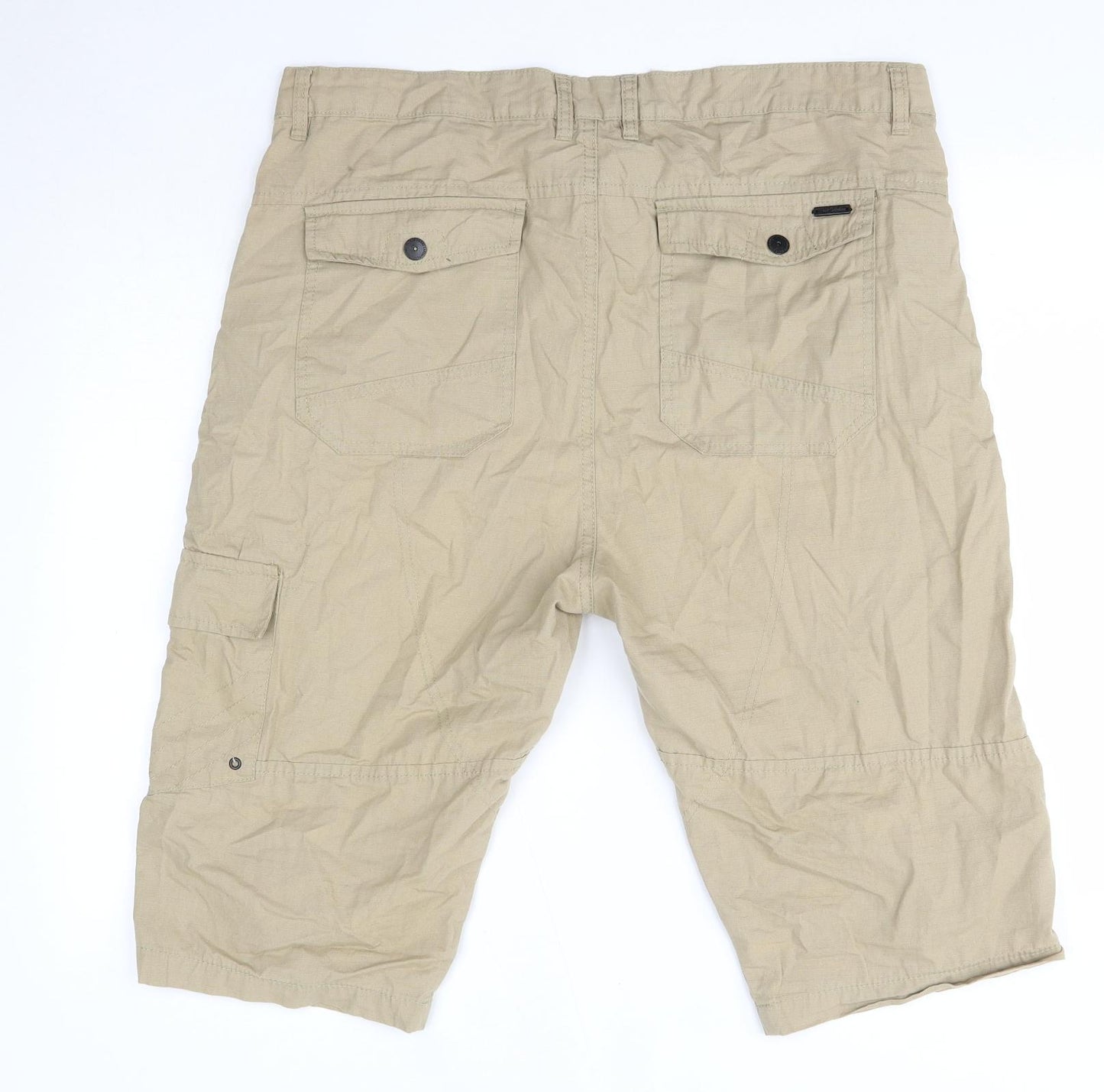 Pierre Cardin Mens Beige  Cotton Cargo Shorts Size 40 in  Regular