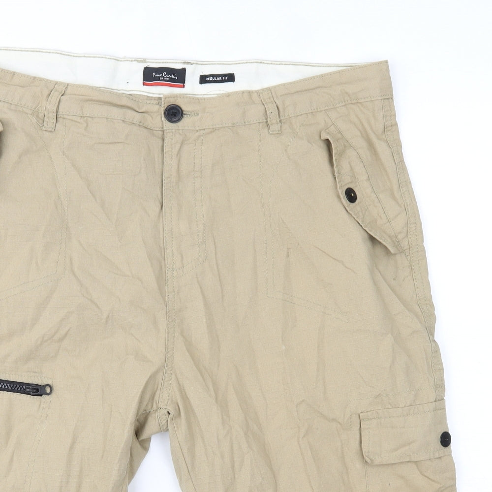Pierre Cardin Mens Beige  Cotton Cargo Shorts Size 40 in  Regular