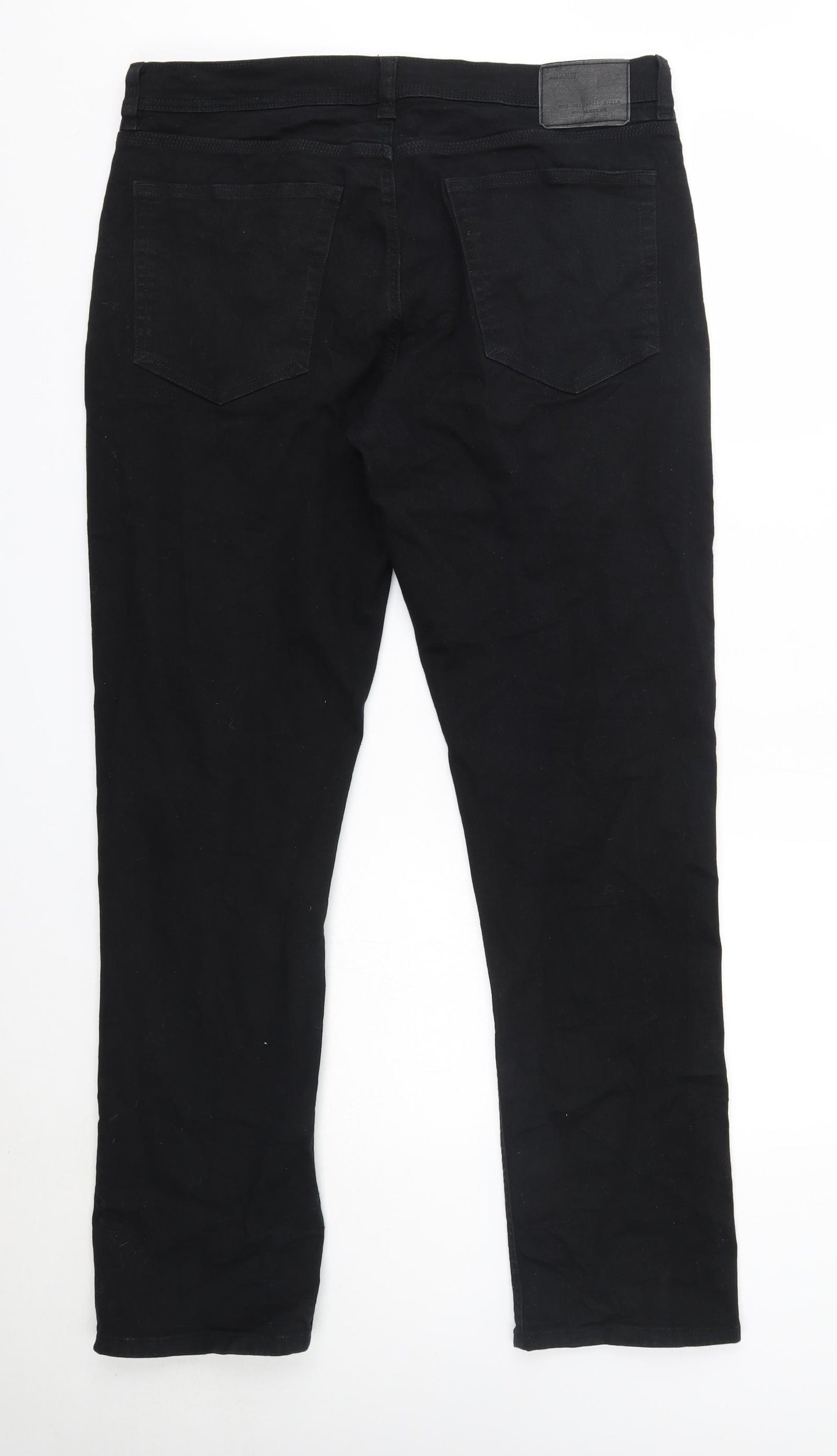 F&F Mens Black  Cotton Straight Jeans Size 36 in L32 in Regular