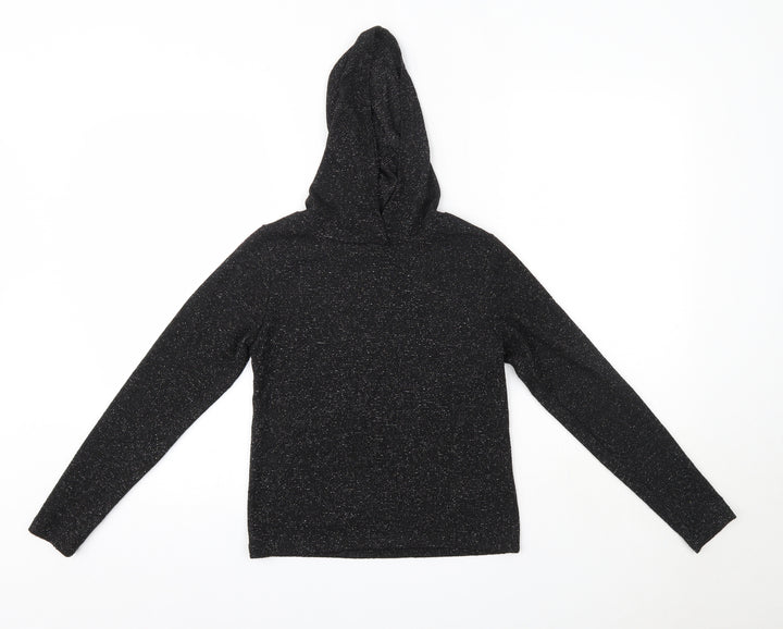Jeff & Co Womens Black Polyester Pullover Hoodie Size 8