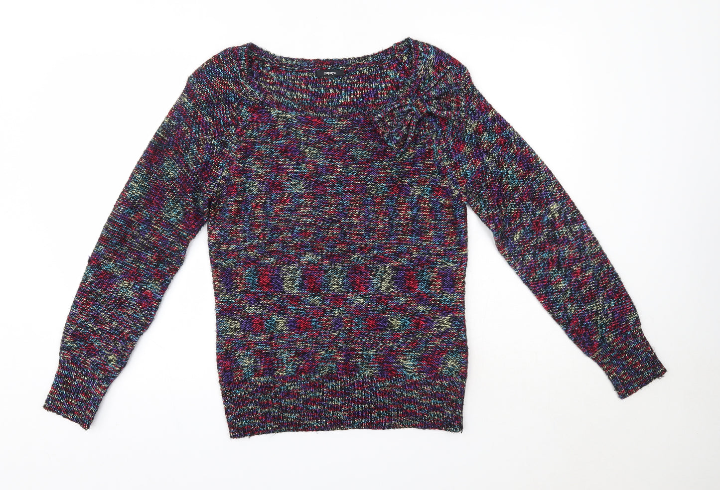 Matalan Womens Multicoloured Round Neck  Acrylic Pullover Jumper Size 16