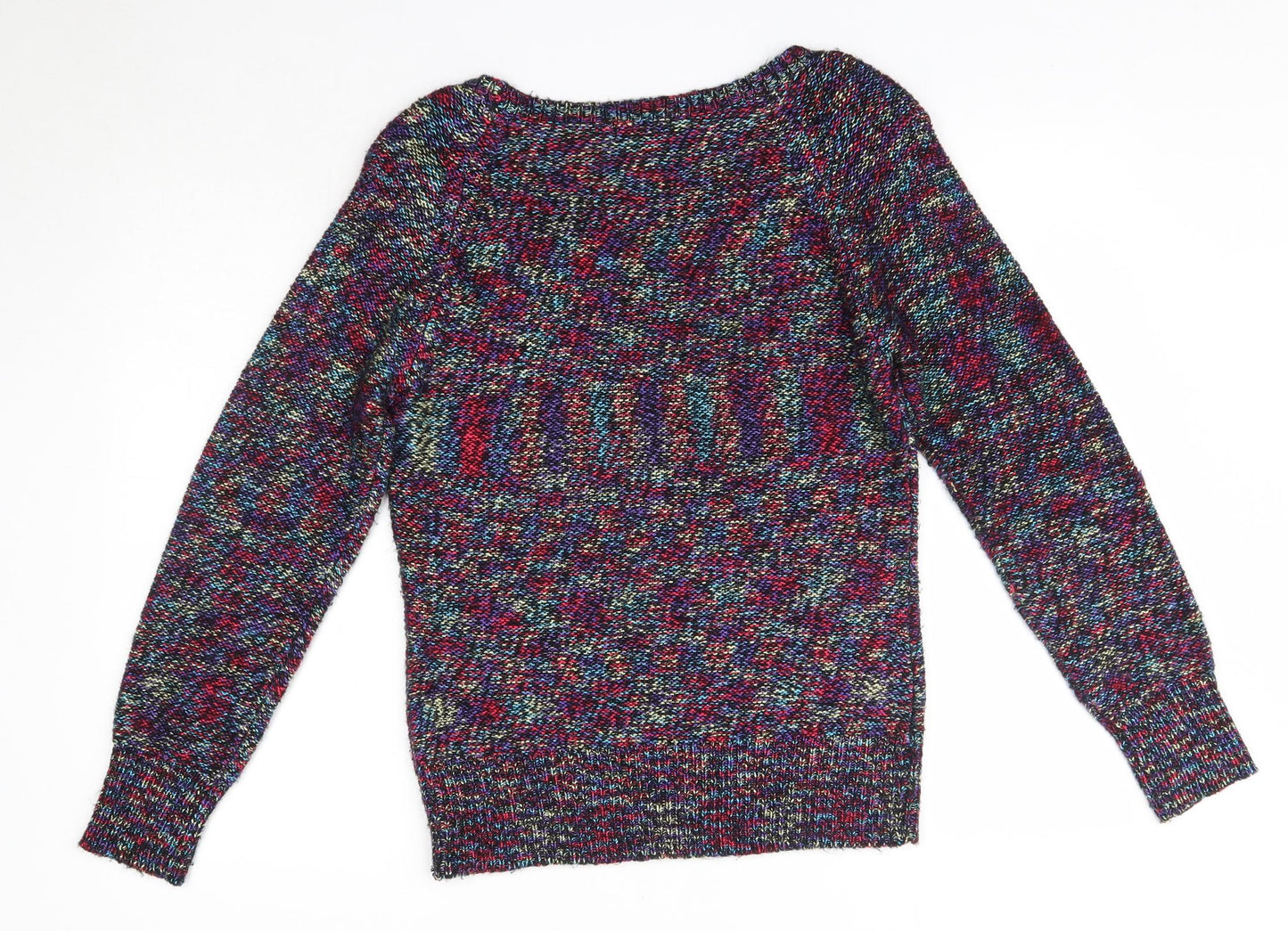 Matalan Womens Multicoloured Round Neck  Acrylic Pullover Jumper Size 16