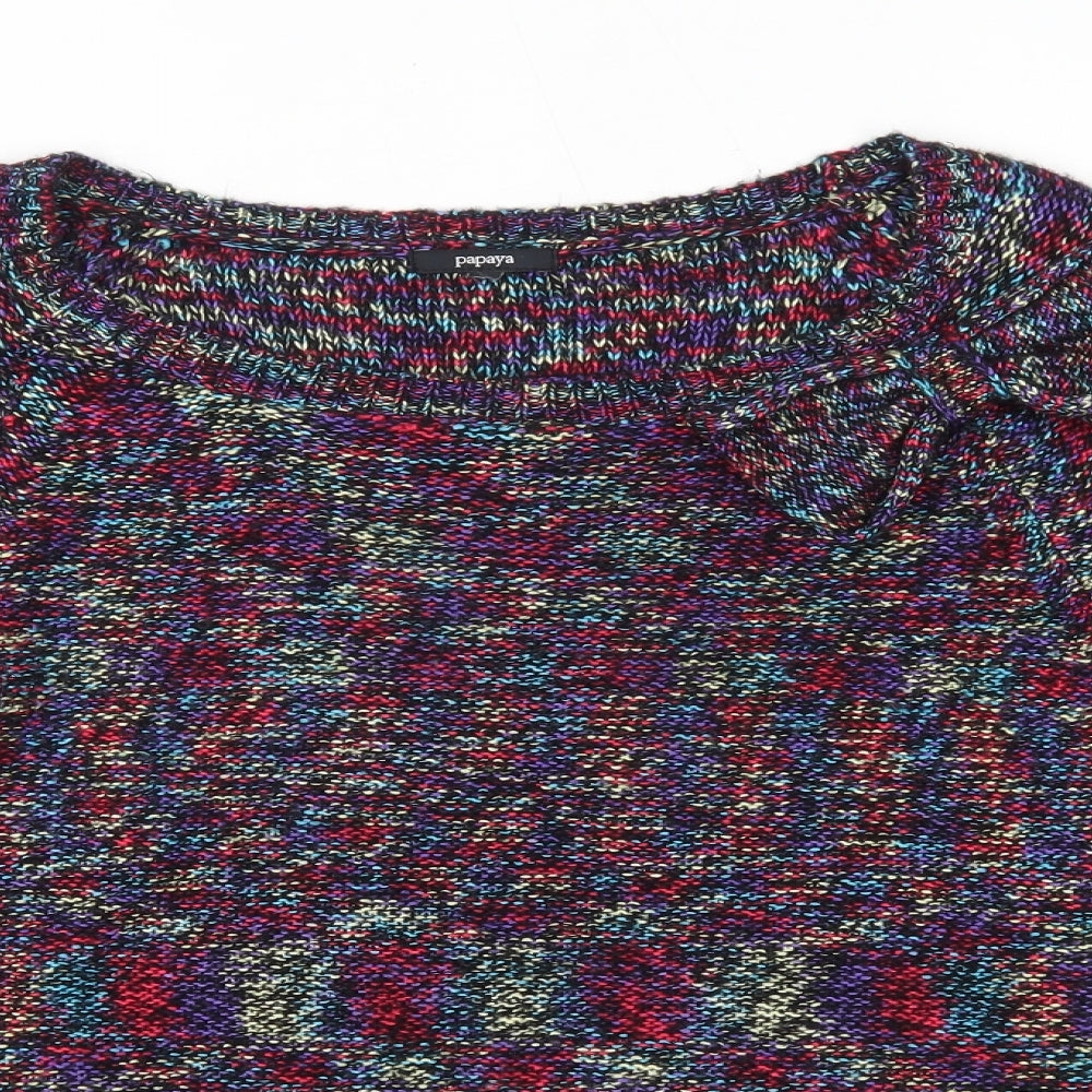 Matalan Womens Multicoloured Round Neck  Acrylic Pullover Jumper Size 16