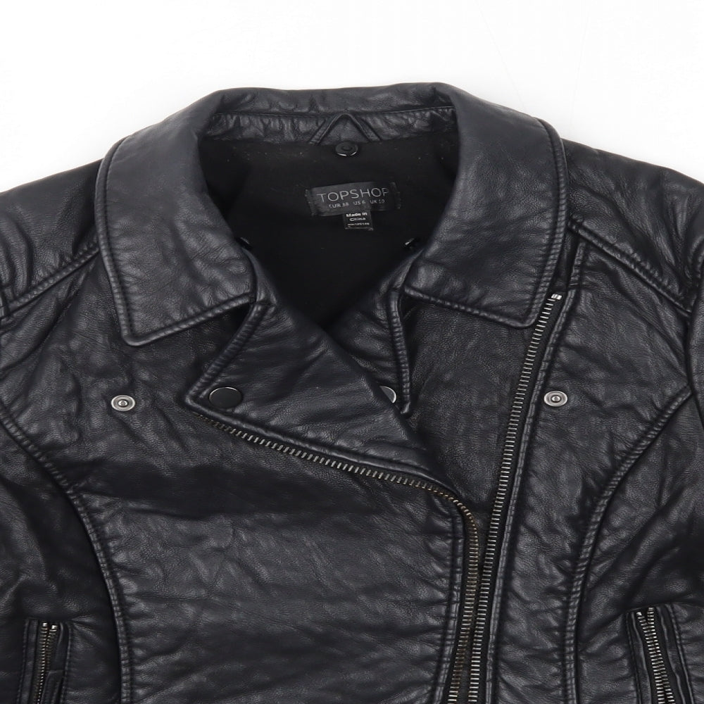 Topshop Womens Black   Jacket  Size 10   - Faux Leather