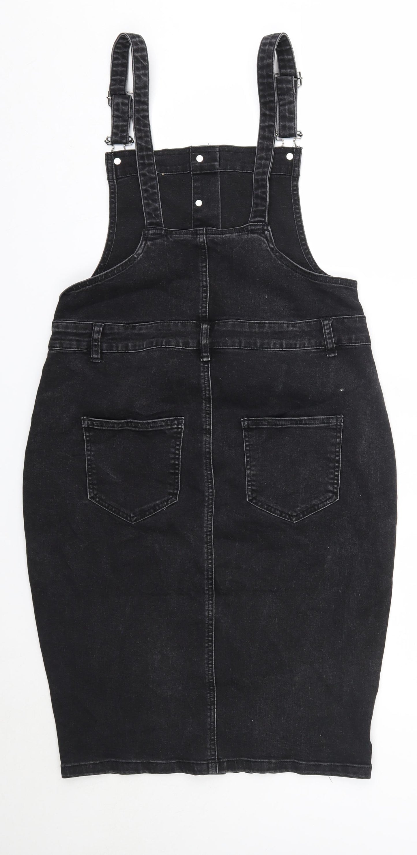 Matalan Womens Grey  Cotton Pinafore/Dungaree Dress  Size 14  Square Neck