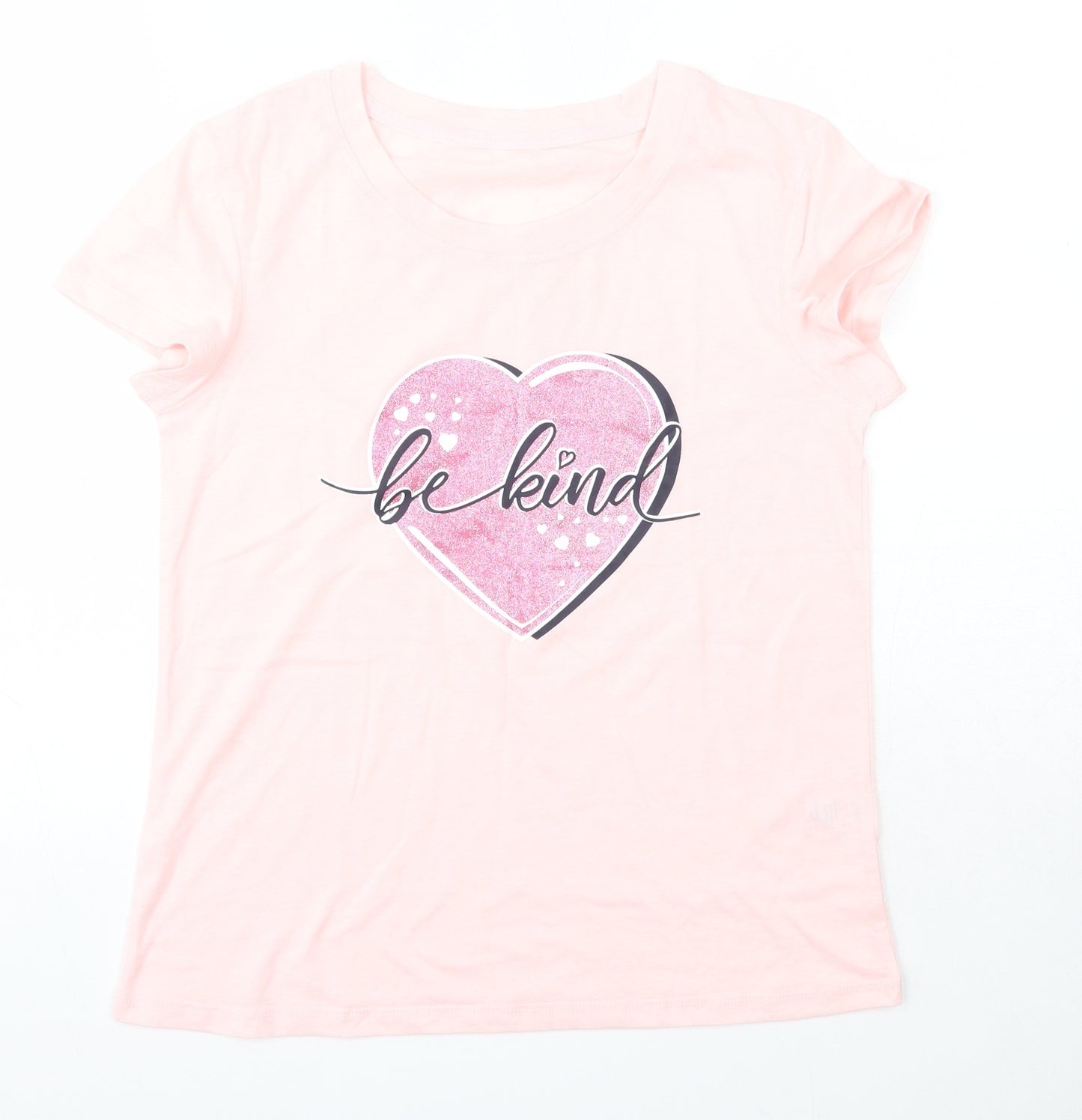 Preworn Womens Pink  Polyester Basic T-Shirt Size 8 Round Neck - Be Kind