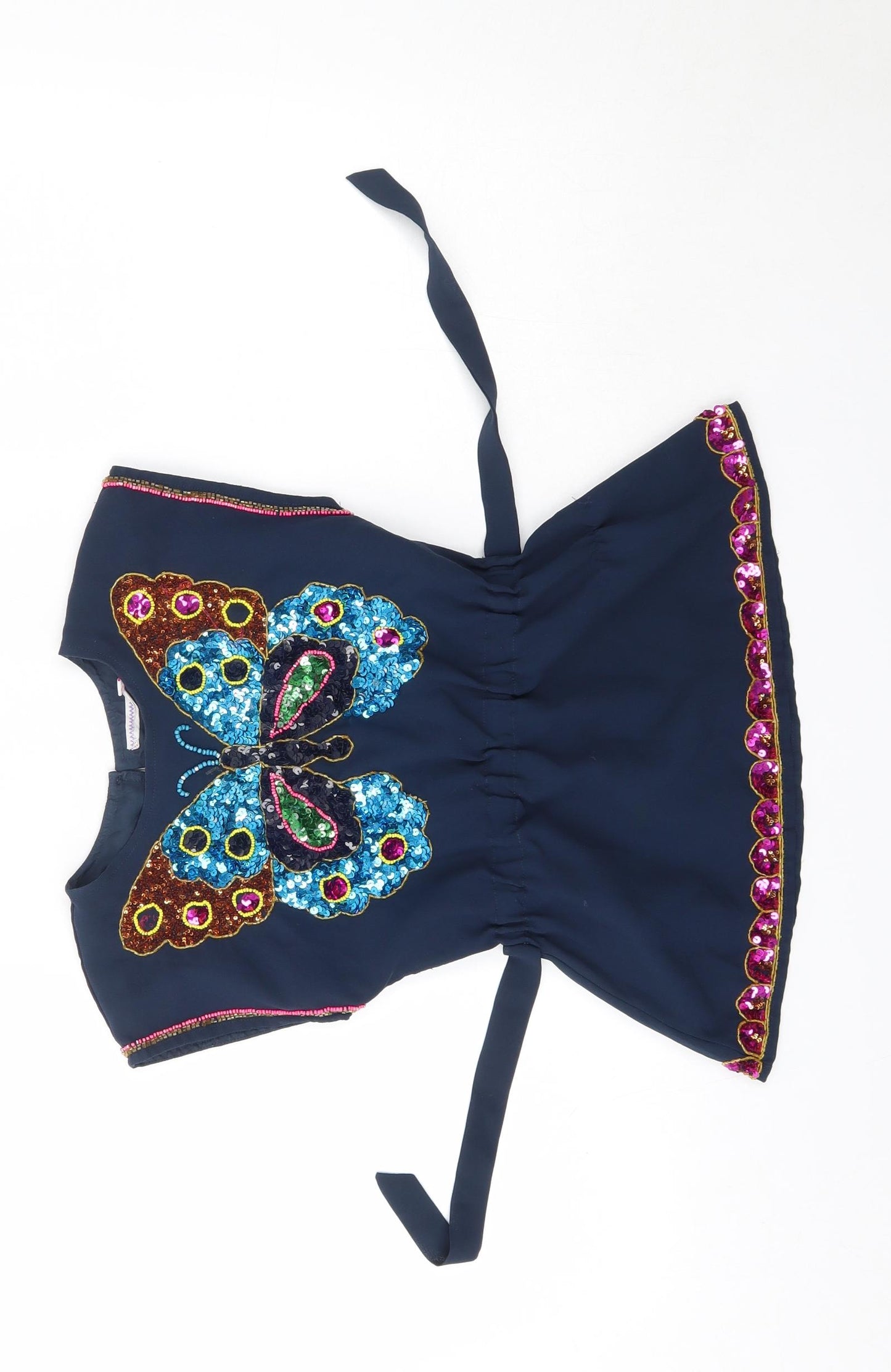 Debehams Girls Blue  Polyester Basic Blouse Size 6 Years Round Neck  - Butterfly