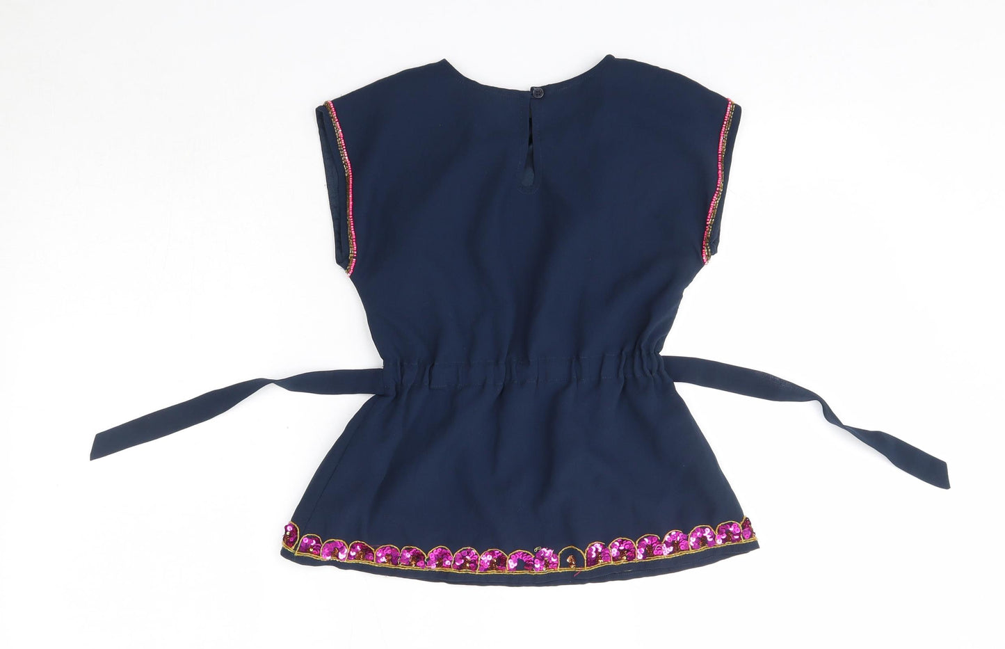 Debehams Girls Blue  Polyester Basic Blouse Size 6 Years Round Neck  - Butterfly