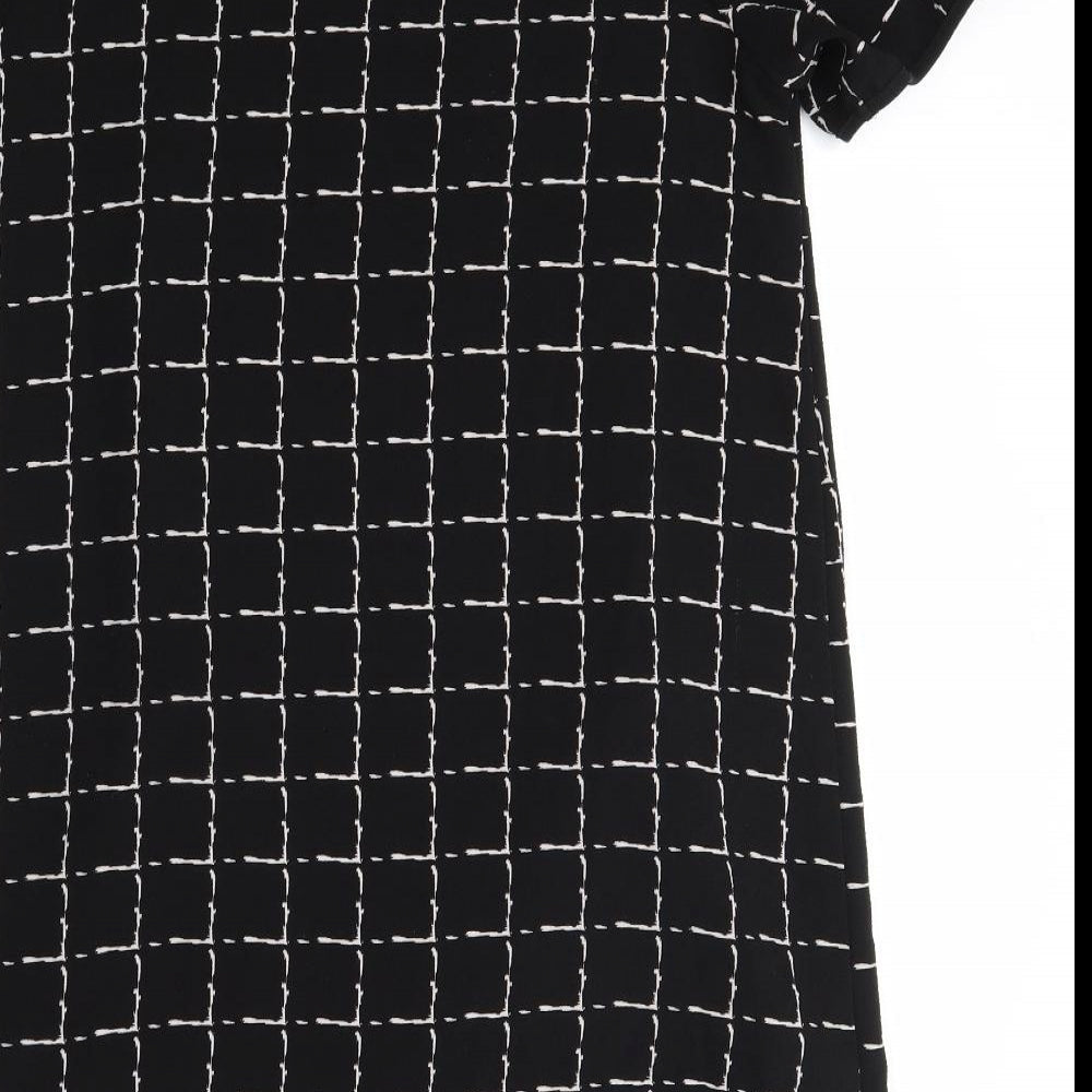 Peacocks Womens Black Check Polyester T-Shirt Dress  Size 14  Round Neck