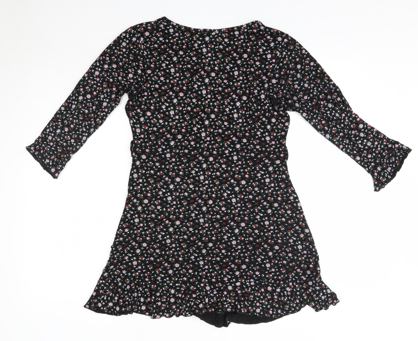 I SAW IT FIRST Womens Black Floral Viscose A-Line  Size 12  V-Neck