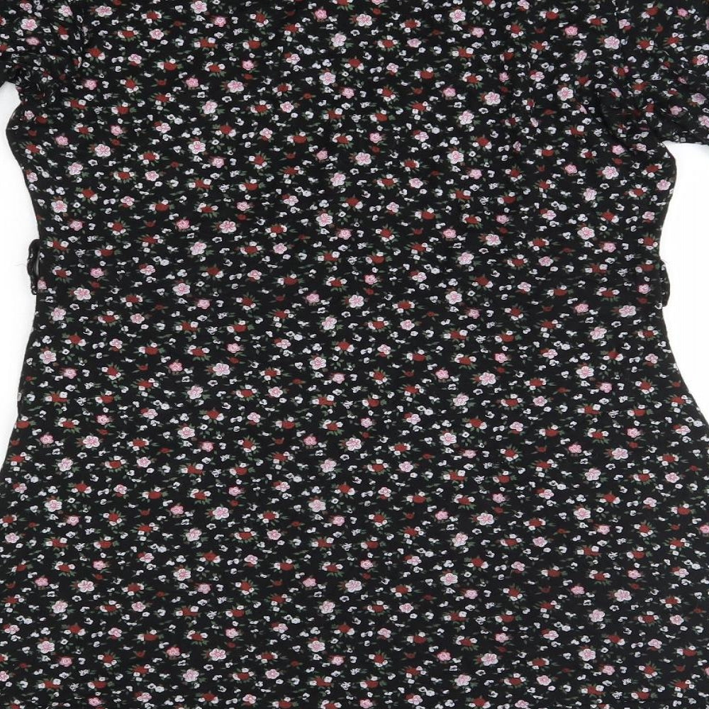 I SAW IT FIRST Womens Black Floral Viscose A-Line  Size 12  V-Neck