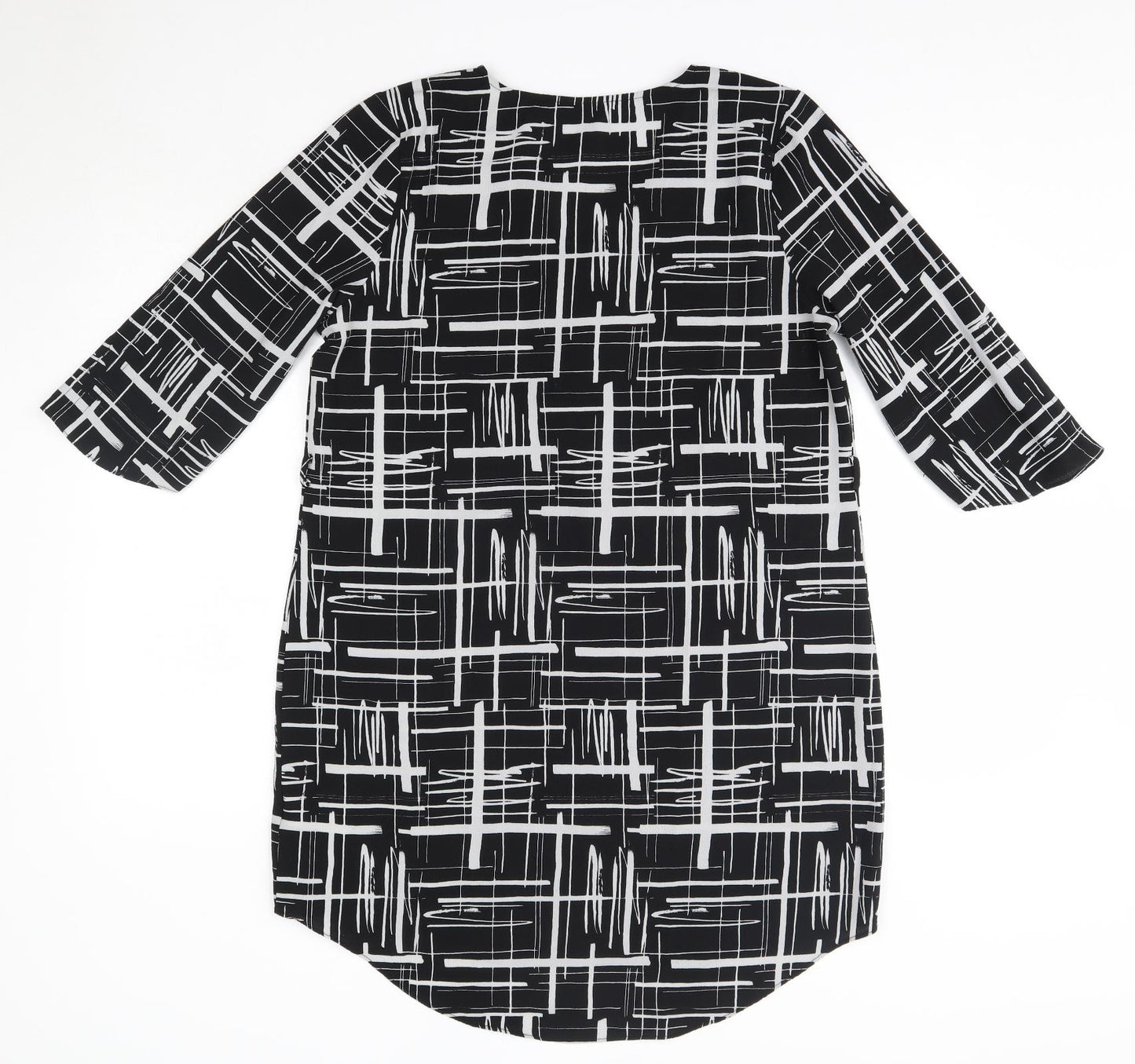 Peacocks Womens Black Striped Polyester T-Shirt Dress  Size 14  V-Neck