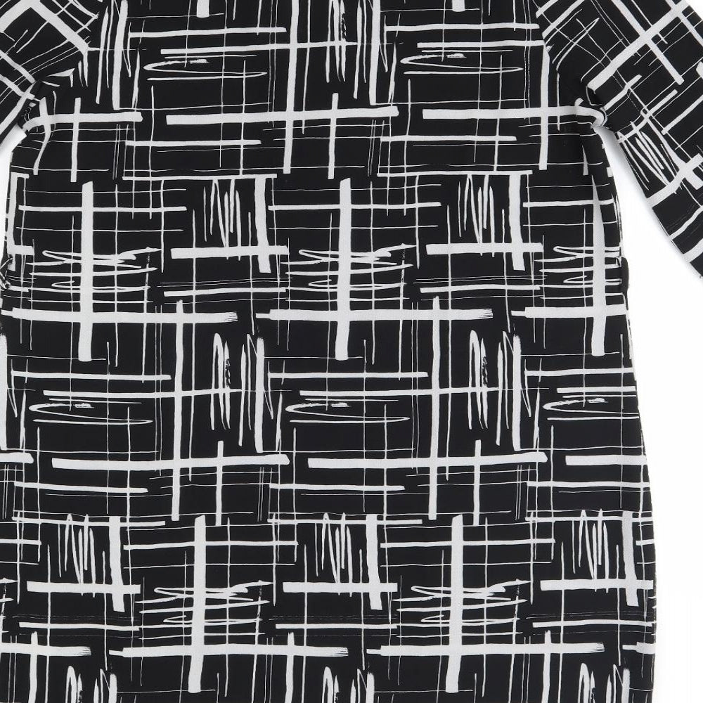 Peacocks Womens Black Striped Polyester T-Shirt Dress  Size 14  V-Neck