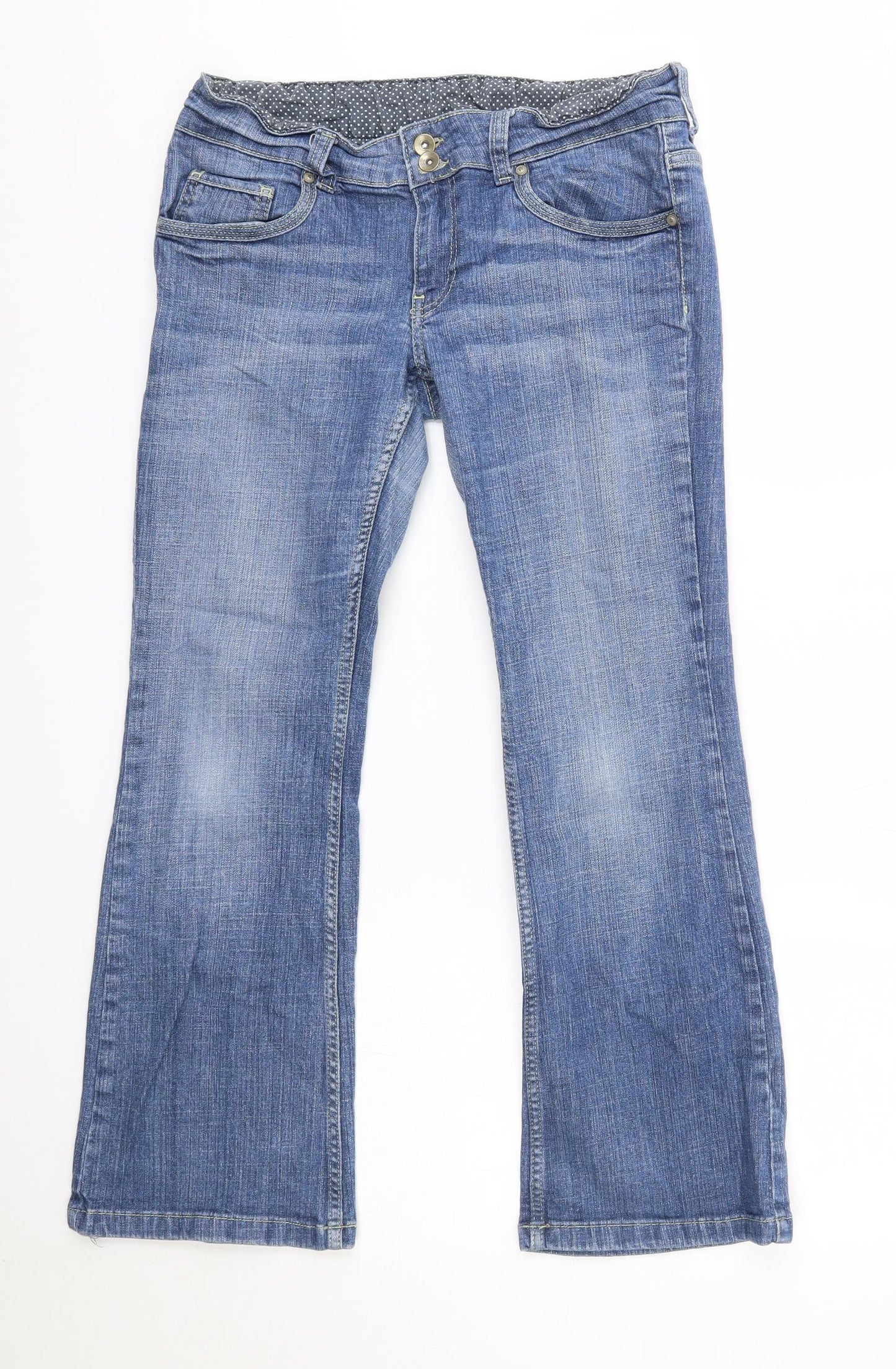 M&S Womens Blue  Cotton Bootcut Jeans Size 12 L27 in Regular  - Short